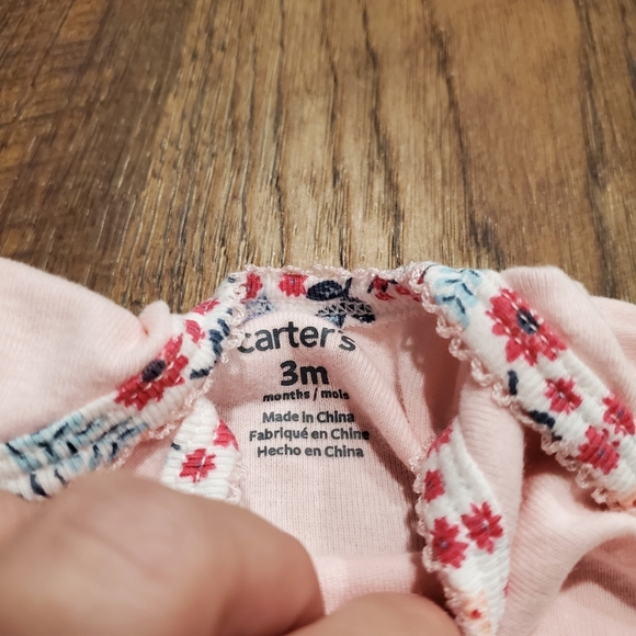 Carters Baby Girl Matching Set Pastel Pink One Piece Bodysuit Floral Leggings 3M - Picture 4 of 9